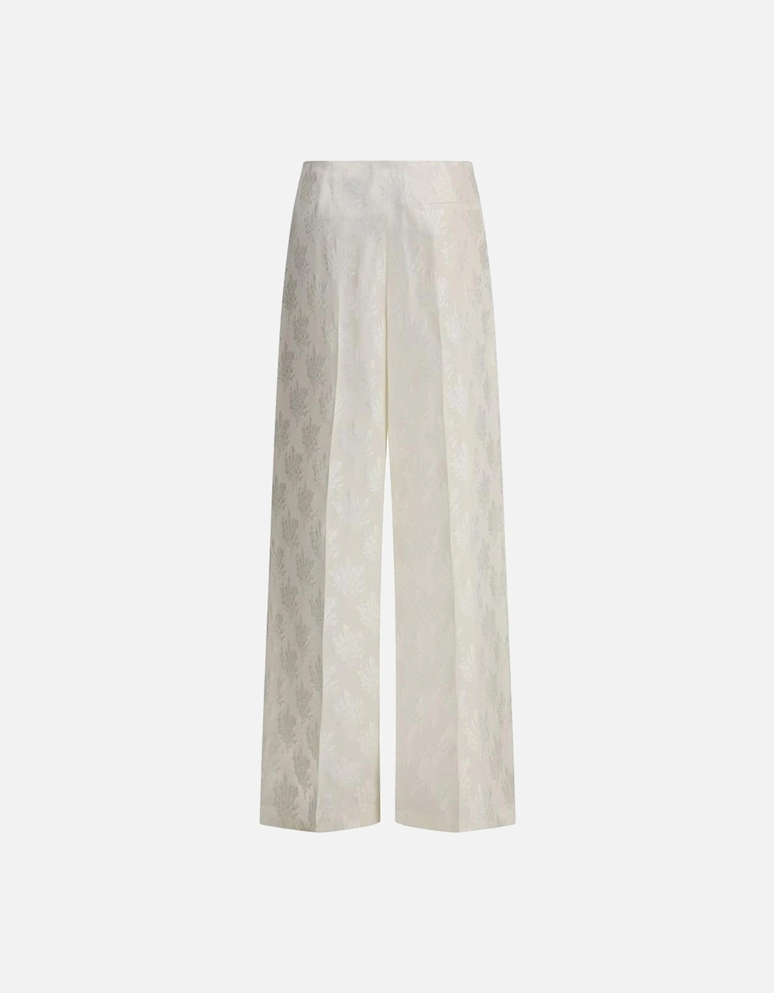 Wide-Leg Silk Pants with Floral Embroidery Women - Cream Jeans