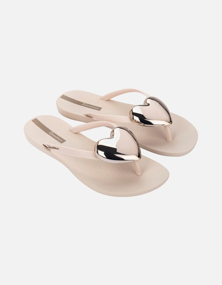 Maxi Fashion Heart Detail Flip Flop - Beige