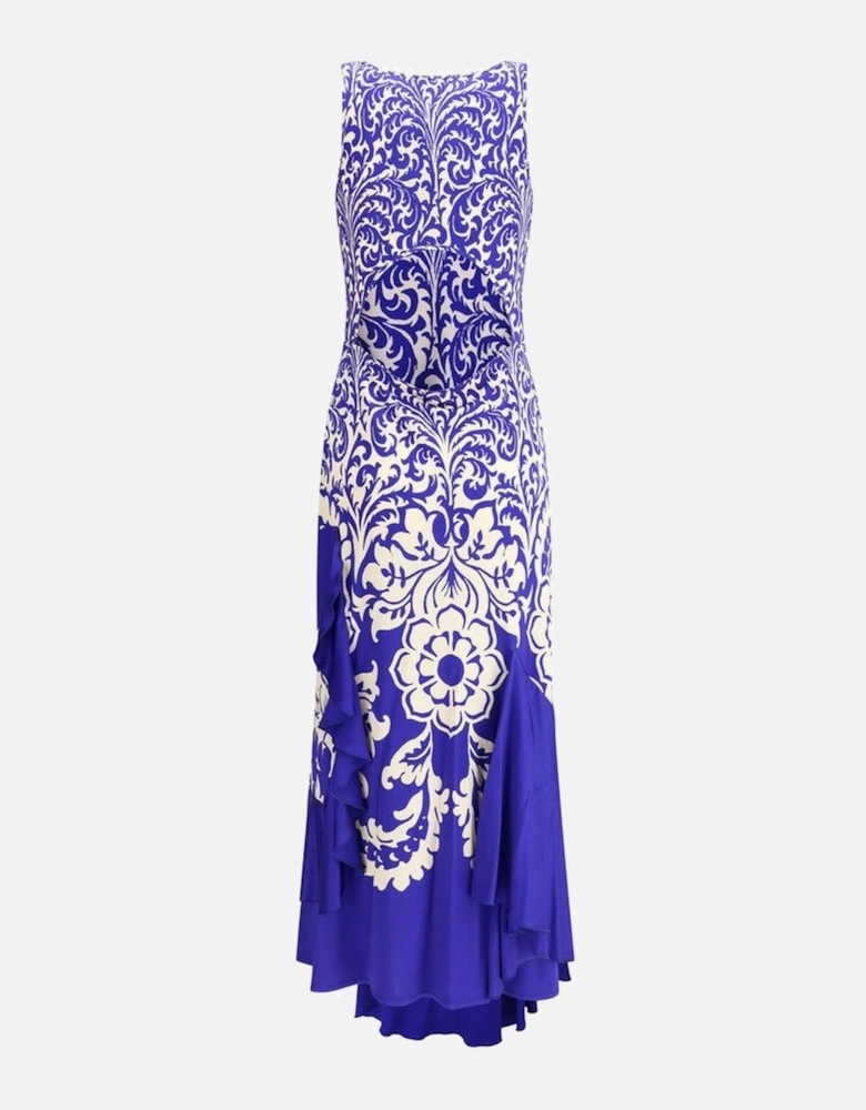 Cut-Out Back Draped Long Dress Women - Blue Dresses