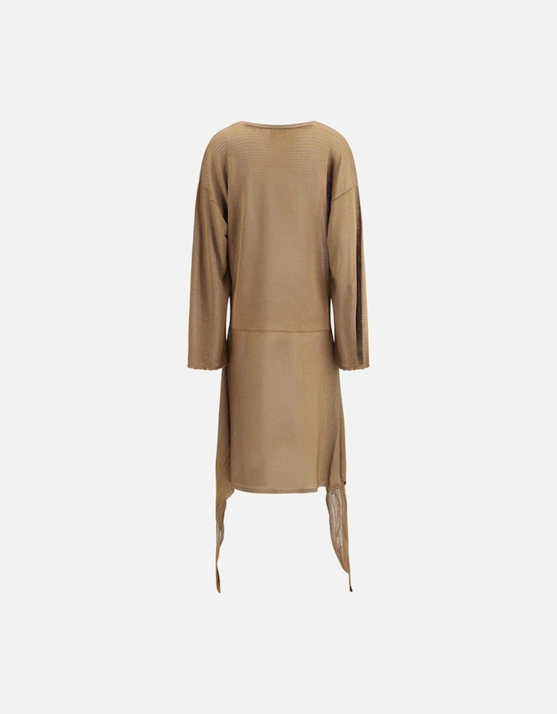 Openwork Mini Dress with Wide Sleeves Women - Brown Dresses