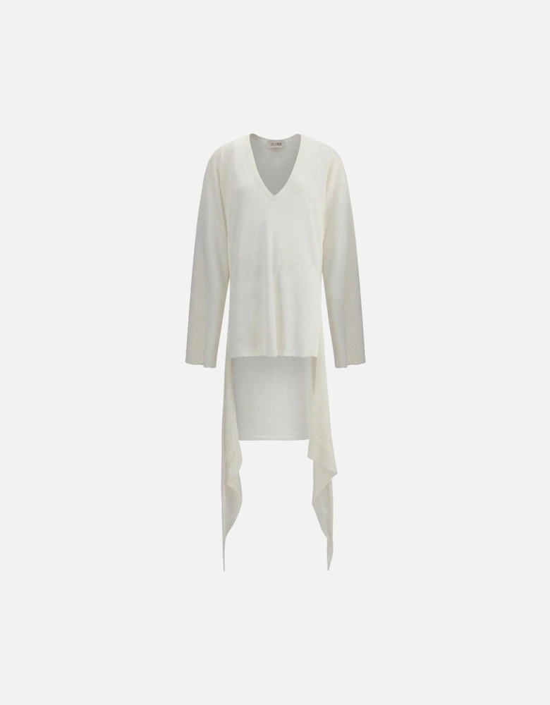 Openwork Mini Dress with Wide Sleeves Women - White Dresses