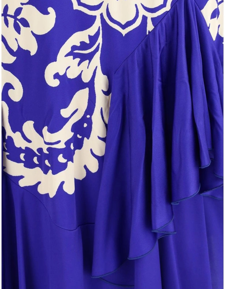 Cut-Out Back Draped Long Dress Women - Blue Dresses