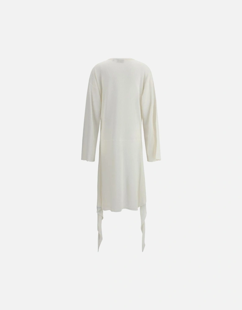 Openwork Mini Dress with Wide Sleeves Women - White Dresses