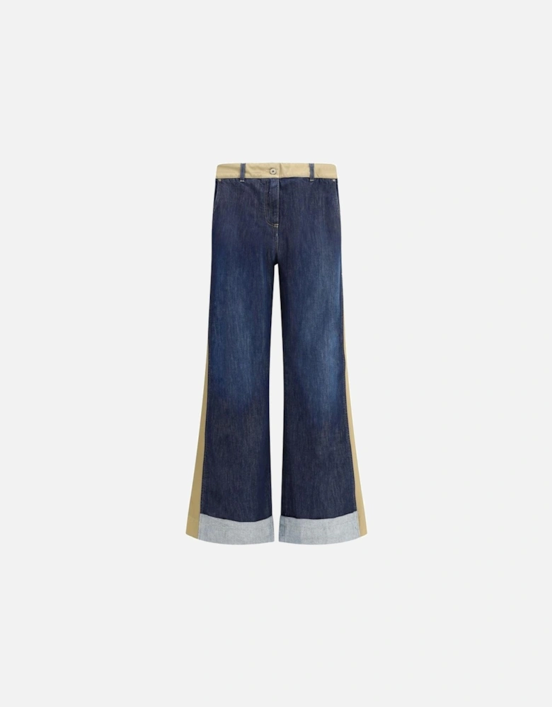 Cotton Kendall Jeans with Contrasting Side Panels Women - Blue Jeans