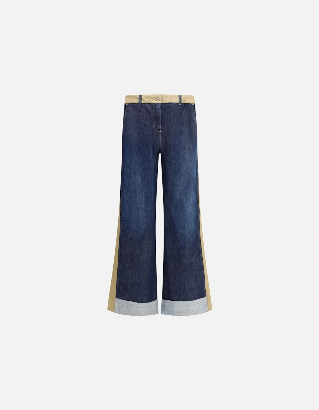 Cotton Kendall Jeans with Contrasting Side Panels Women - Blue Jeans, 4 of 3