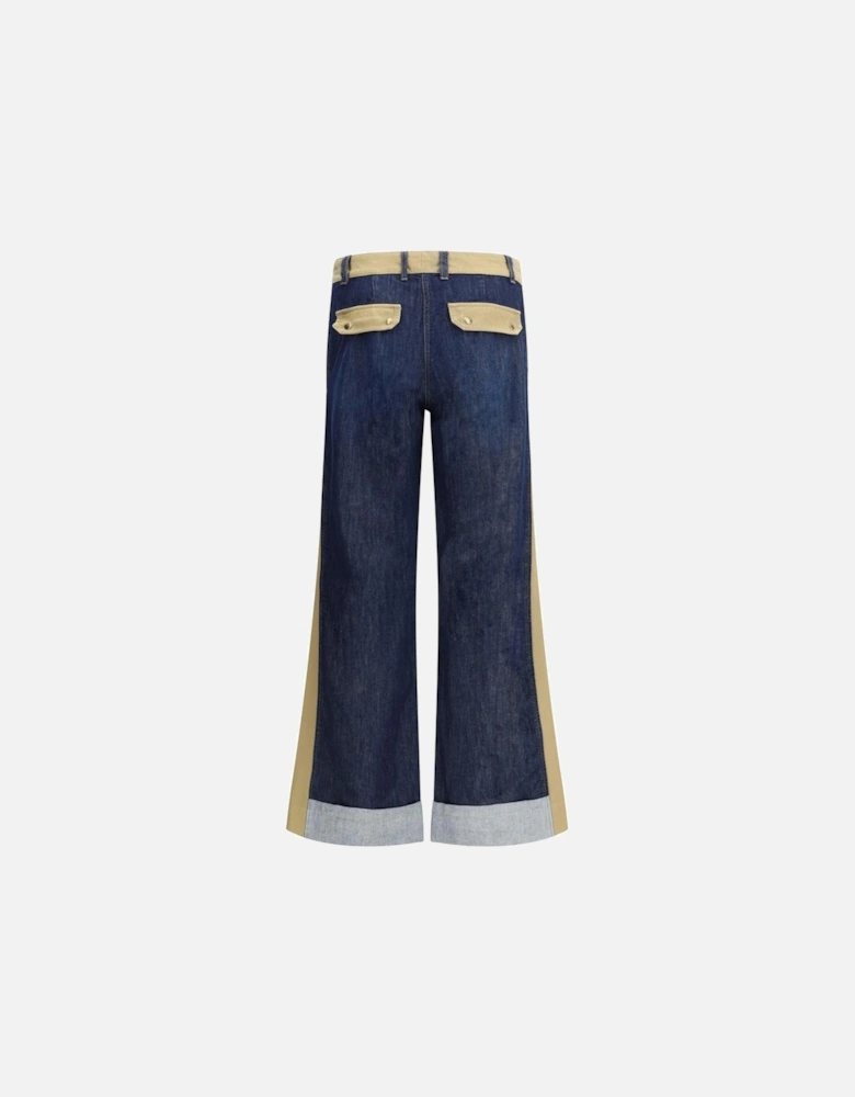 Cotton Kendall Jeans with Contrasting Side Panels Women - Blue Jeans