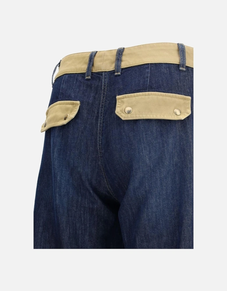 Cotton Kendall Jeans with Contrasting Side Panels Women - Blue Jeans