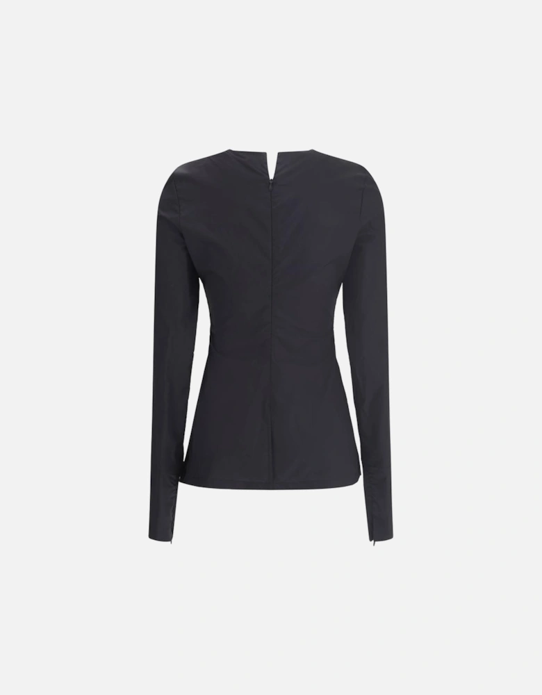 Terry Long Sleeve Jersey with Zipper Closure Women - Black T-Shirts