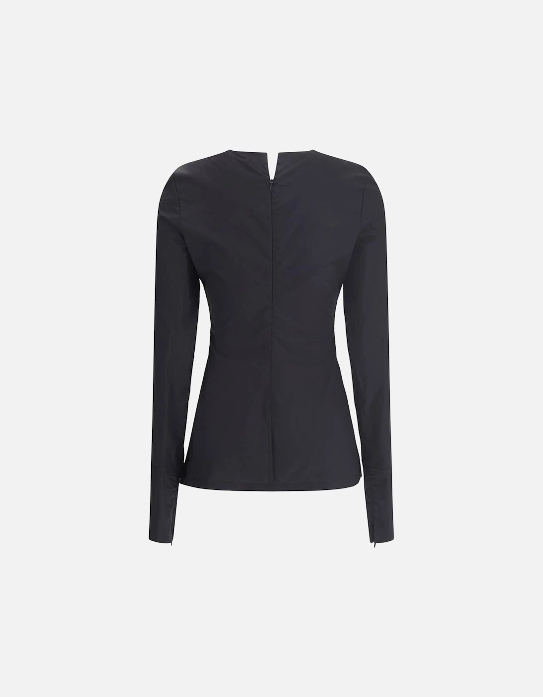 Terry Long Sleeve Jersey with Zipper Closure Women - Black T-Shirts