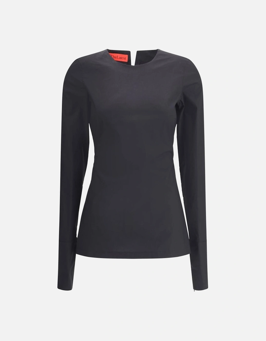 Terry Long Sleeve Jersey with Zipper Closure Women - Black T-Shirts, 4 of 3