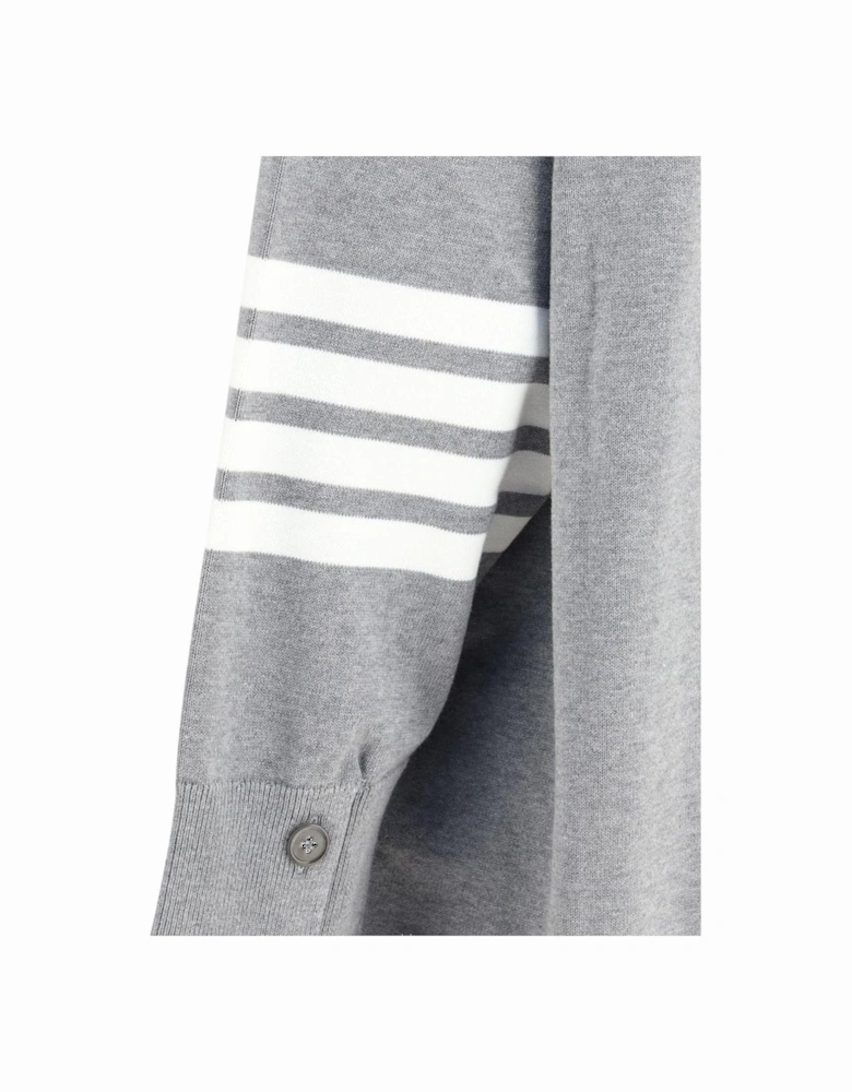 Oversized V-Neck Cardigan with 4-Bar Detail Women - Gray Sweaters