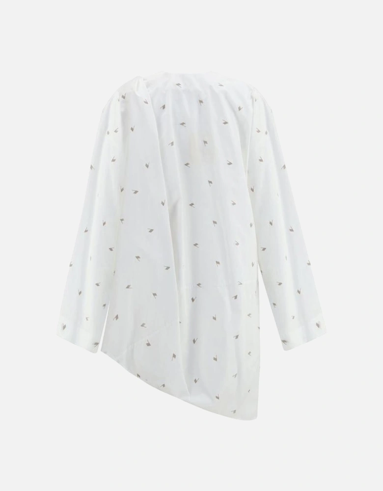 Cotton Dress with V-Neck and Asymmetric Hem Women - White Dresses
