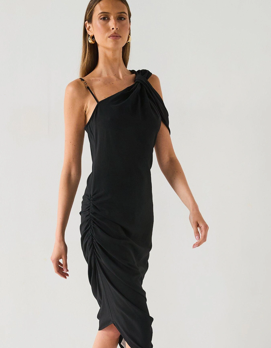 Drape Placket Dress - Black, 2 of 1