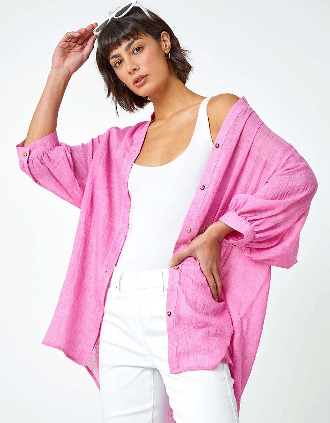 Plain Oversized Cotton Blend Shirt, 2 of 1