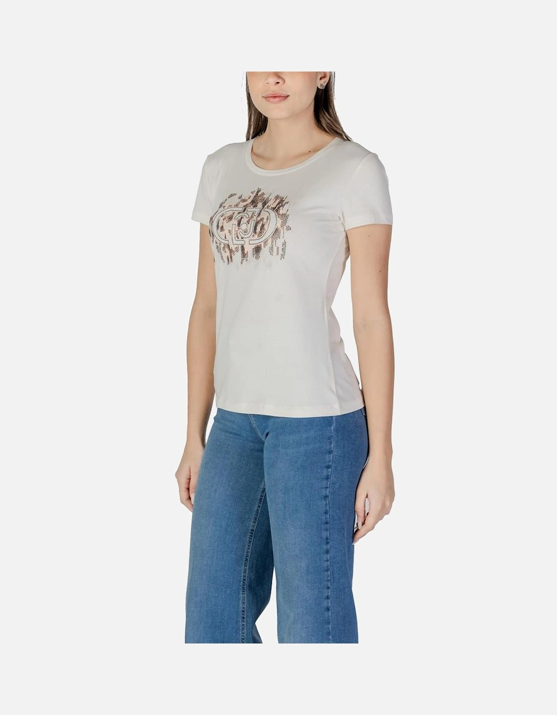 Short Sleeved Cotton Blend T-Shirt Women - White