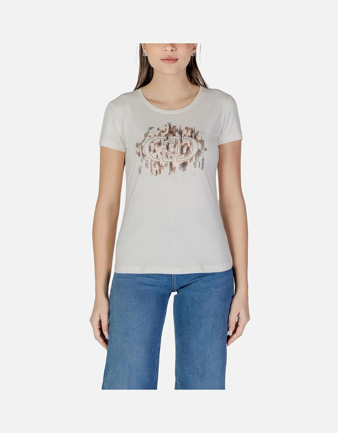 Short Sleeved Cotton Blend T-Shirt Women - White, 6 of 5