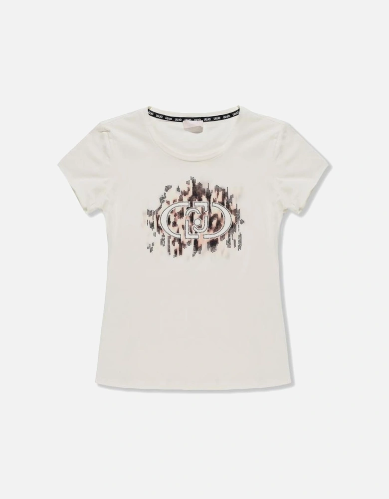 Short Sleeved Cotton Blend T-Shirt Women - White