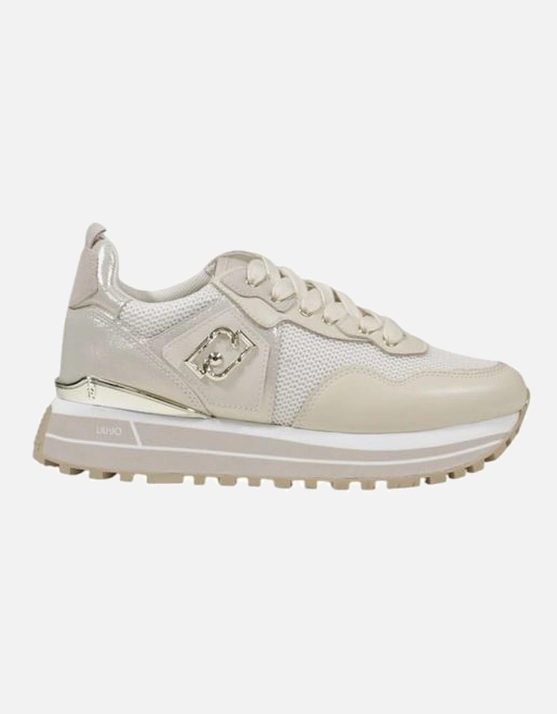Leather-Trimmed Polyester Blend Sneakers Women - Cream, 6 of 5