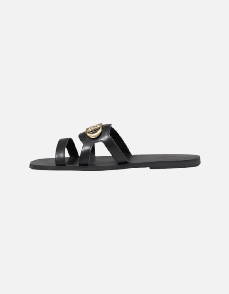 Womens Leather Upper Sandals - Black