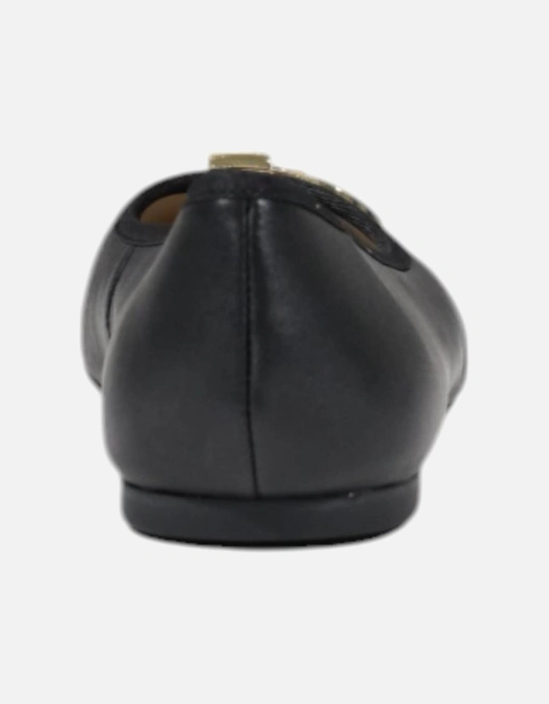 Low Heel Leather and Polyester Shoes Women - Black Flats