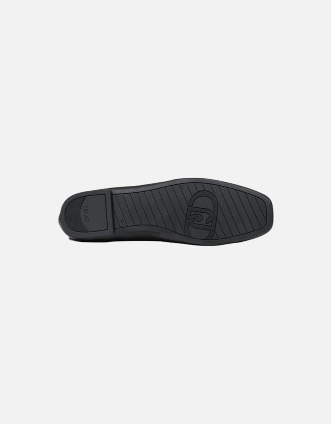 Low Heel Leather and Polyester Shoes Women - Black Flats