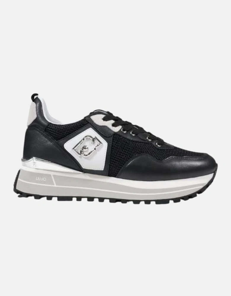 Luxurious Leather-Polyester Blend Sneakers Women - Black