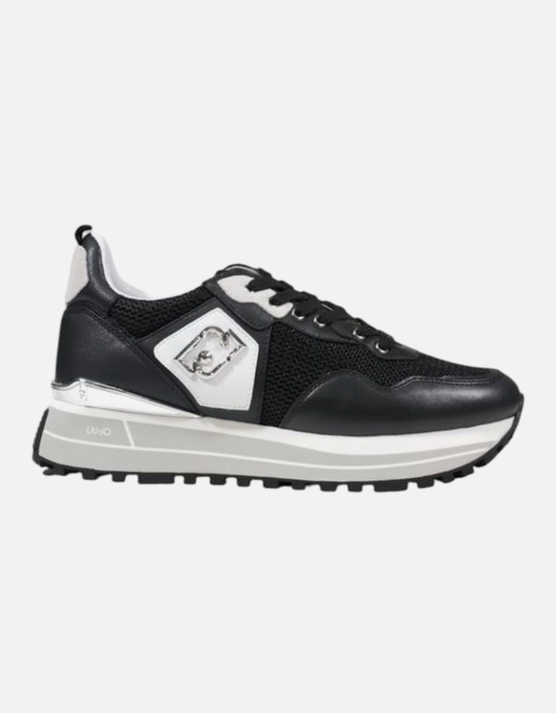 Luxurious Leather-Polyester Blend Sneakers Women - Black, 6 of 5