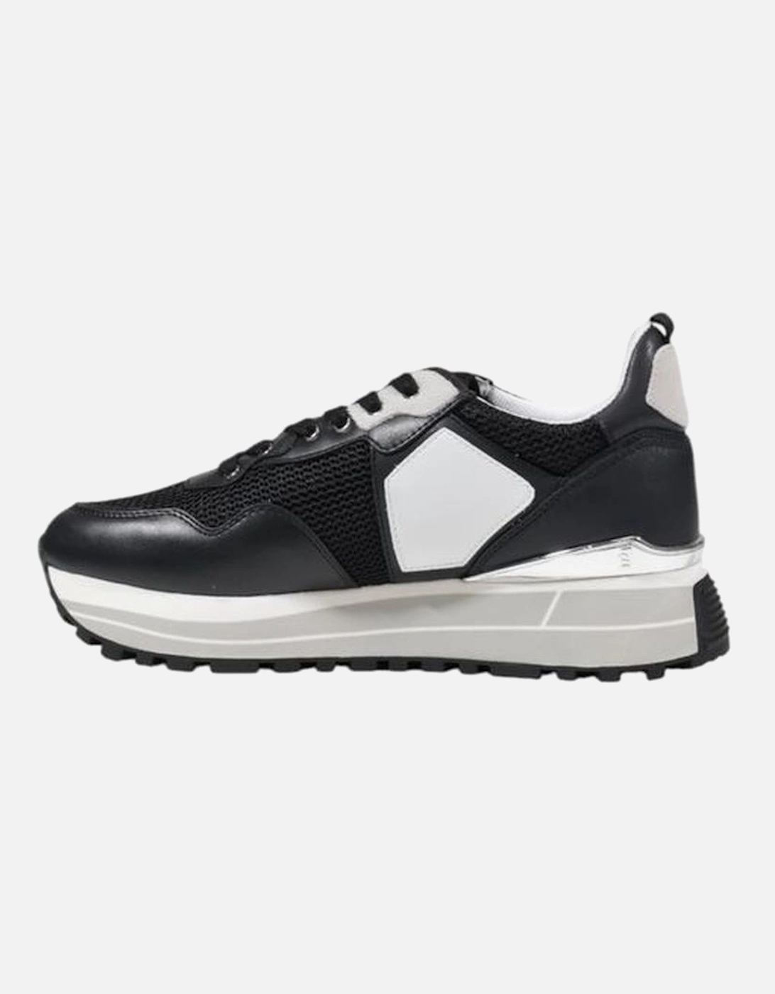 Luxurious Leather-Polyester Blend Sneakers Women - Black