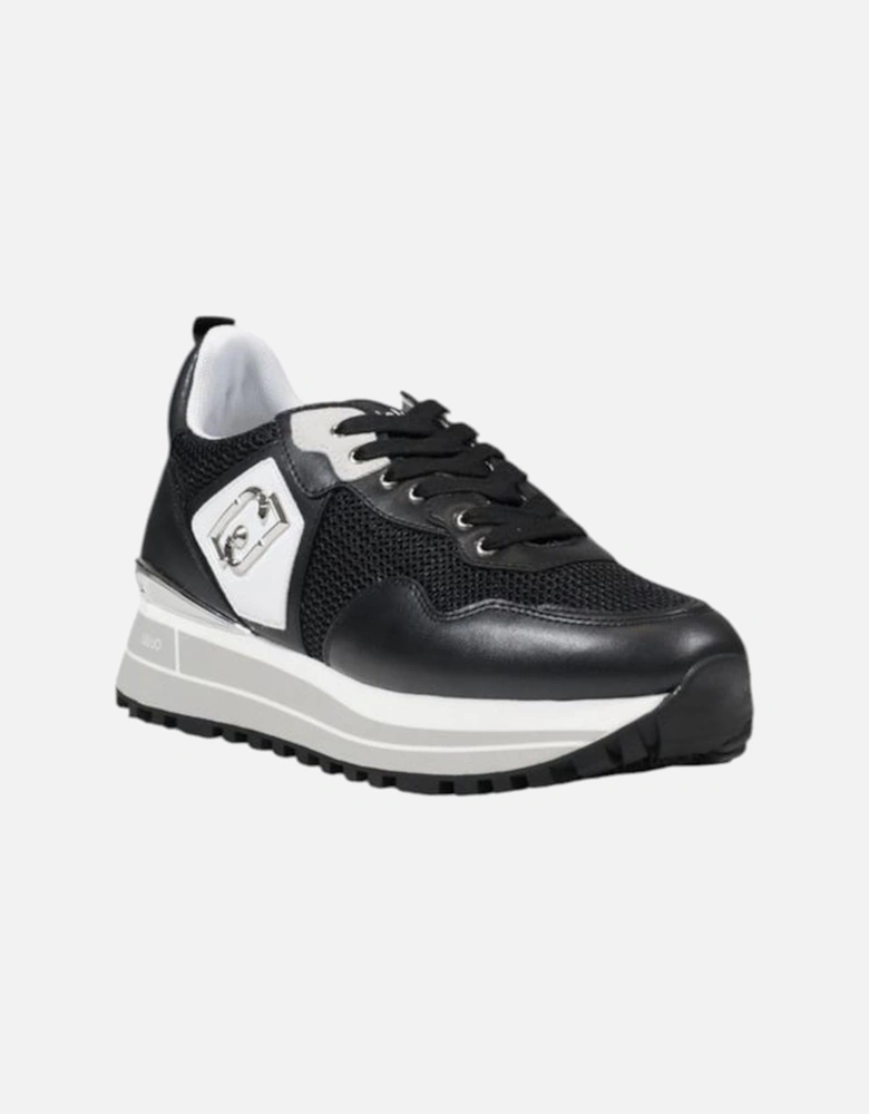 Luxurious Leather-Polyester Blend Sneakers Women - Black