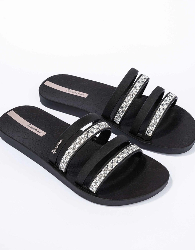 Chic Double Strap Slide - Black