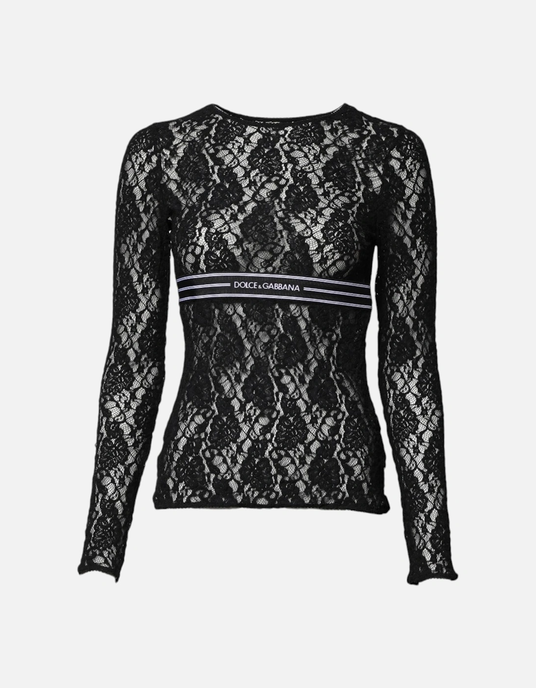 Floral Lace Long Sleeve Crew Neck Blouse Women - Black T-Shirts, 5 of 4