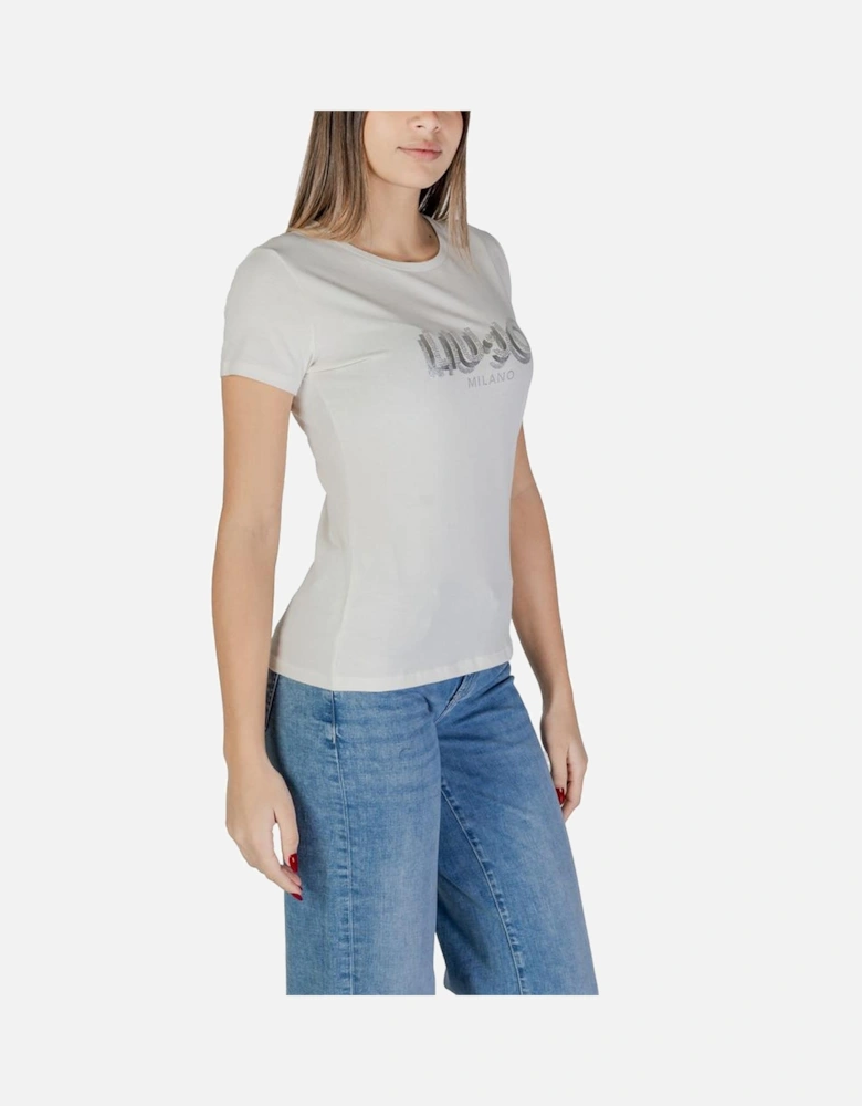 Short Sleeved Cotton-Blend T-Shirt Women - White