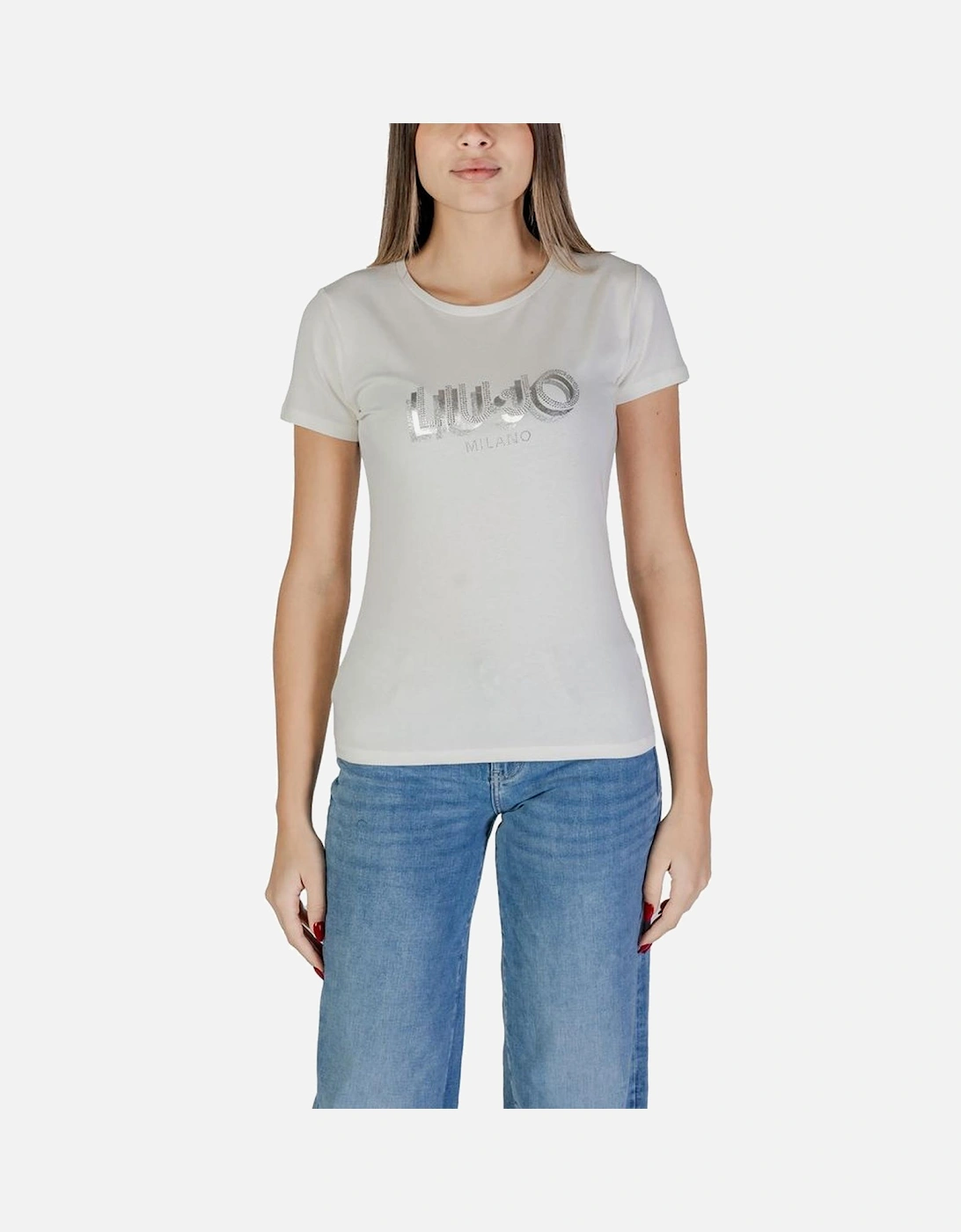 Short Sleeved Cotton-Blend T-Shirt Women - White, 5 of 4
