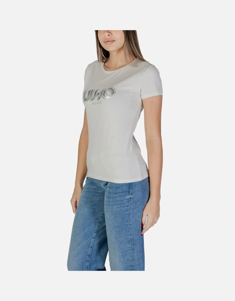 Short Sleeved Cotton-Blend T-Shirt Women - White