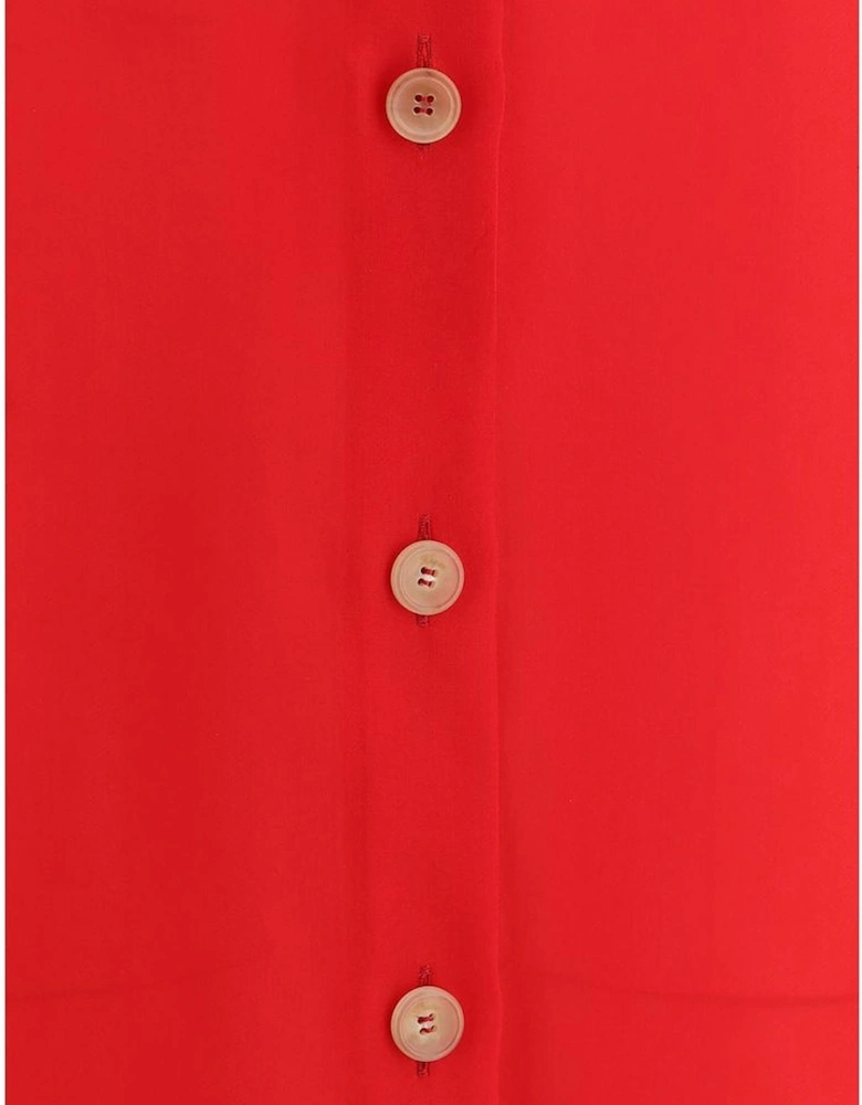 Shirt Dress Midi Relaxed Fit Women - Red Dresses