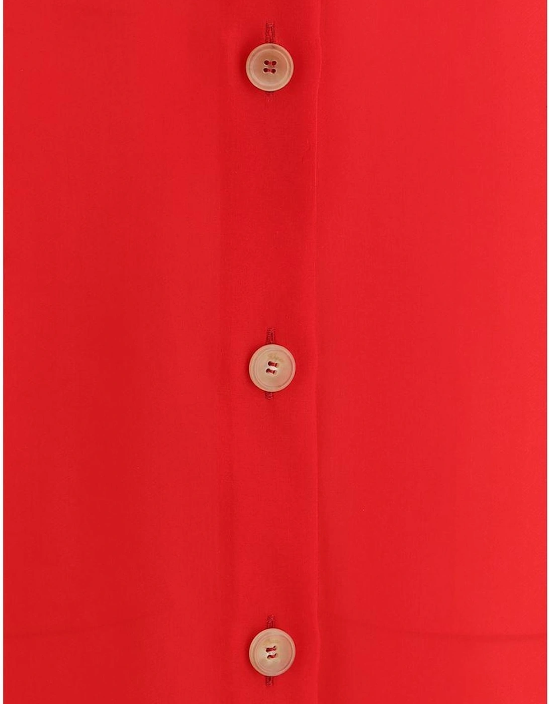 Shirt Dress Midi Relaxed Fit Women - Red Dresses