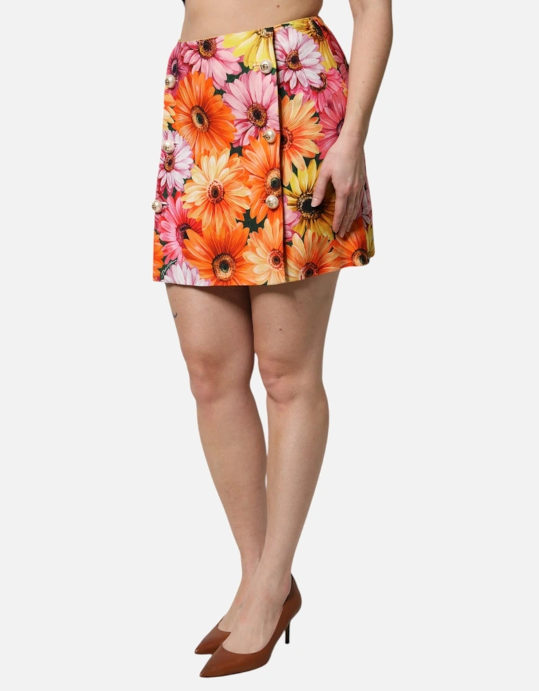 Floral Print A-Line Mini Skirt Women - Multicolor