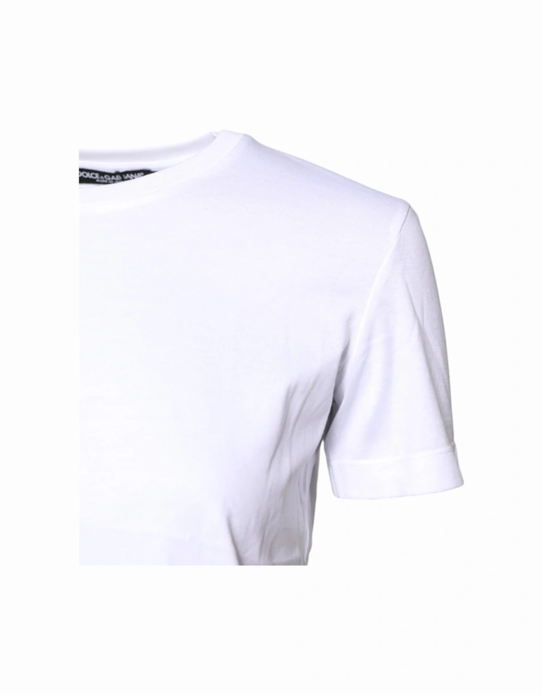 Short Sleeve Crew Neck Cotton T-Shirt Women - White