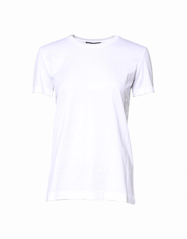 Short Sleeve Crew Neck Cotton T-Shirt Women - White