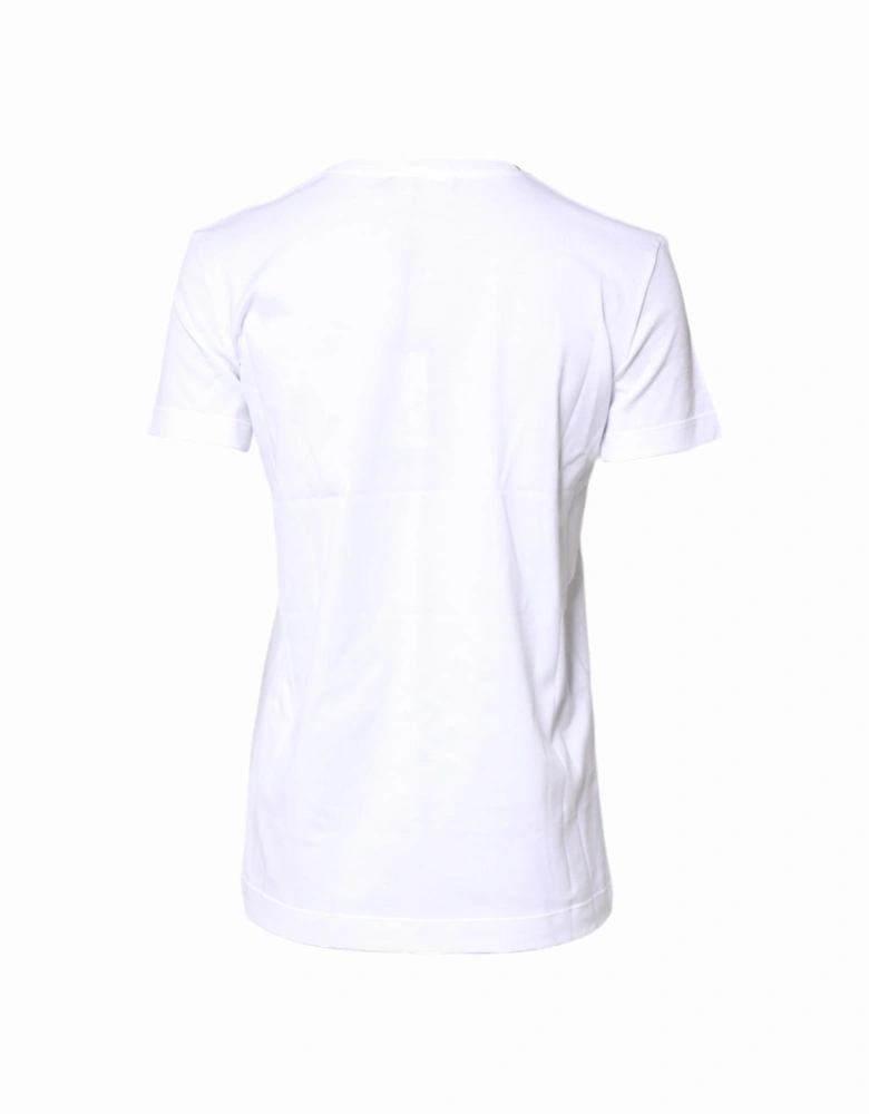 Short Sleeve Crew Neck Cotton T-Shirt Women - White