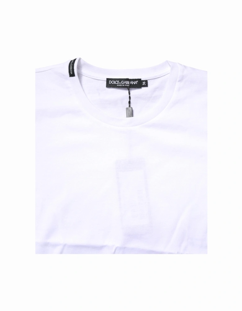 Short Sleeve Crew Neck Cotton T-Shirt Women - White