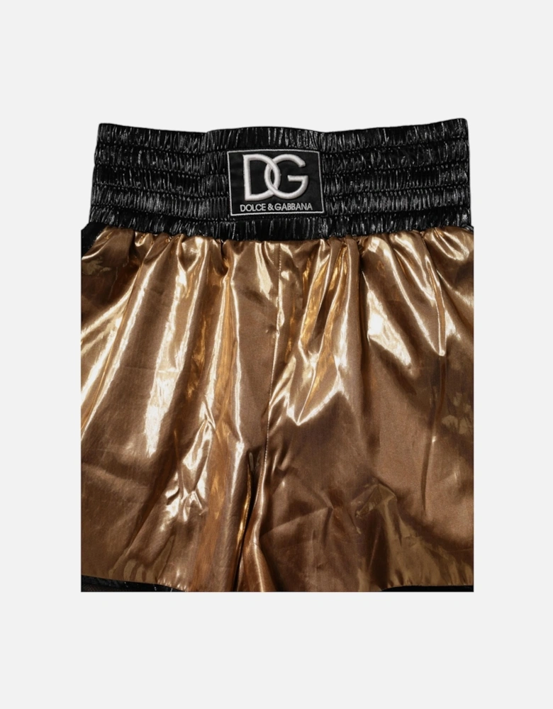 Metallic DG Logo High Waist Hot Pants Shorts Women - Gold