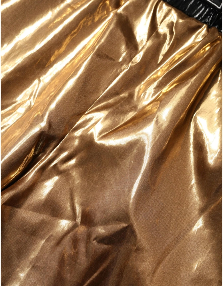 Metallic DG Logo High Waist Hot Pants Shorts Women - Gold