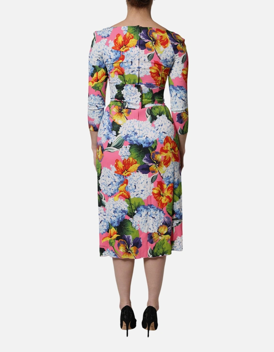 Viscose Sheath Midi Dress with Floral Print Women - Multicolor Dresses