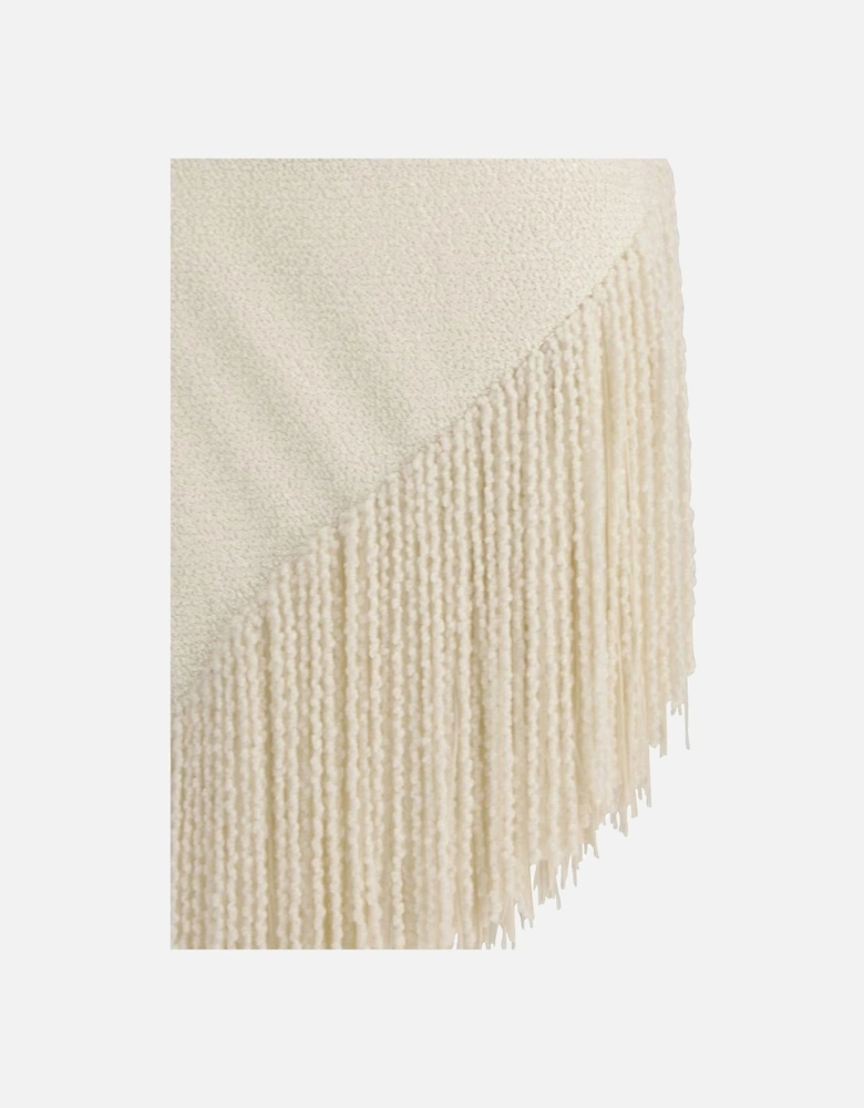 Sleeveless Silk Boucle Top with Asymmetrical Fringe Women - Cream