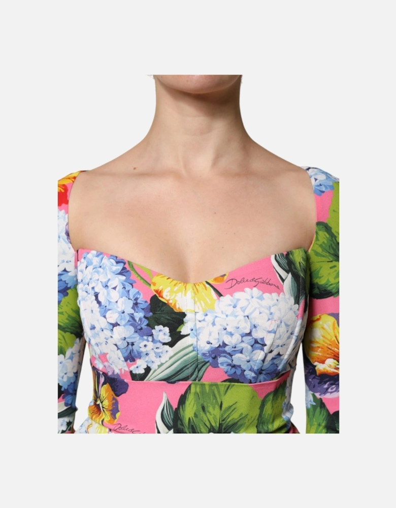 Viscose Sheath Midi Dress with Floral Print Women - Multicolor Dresses