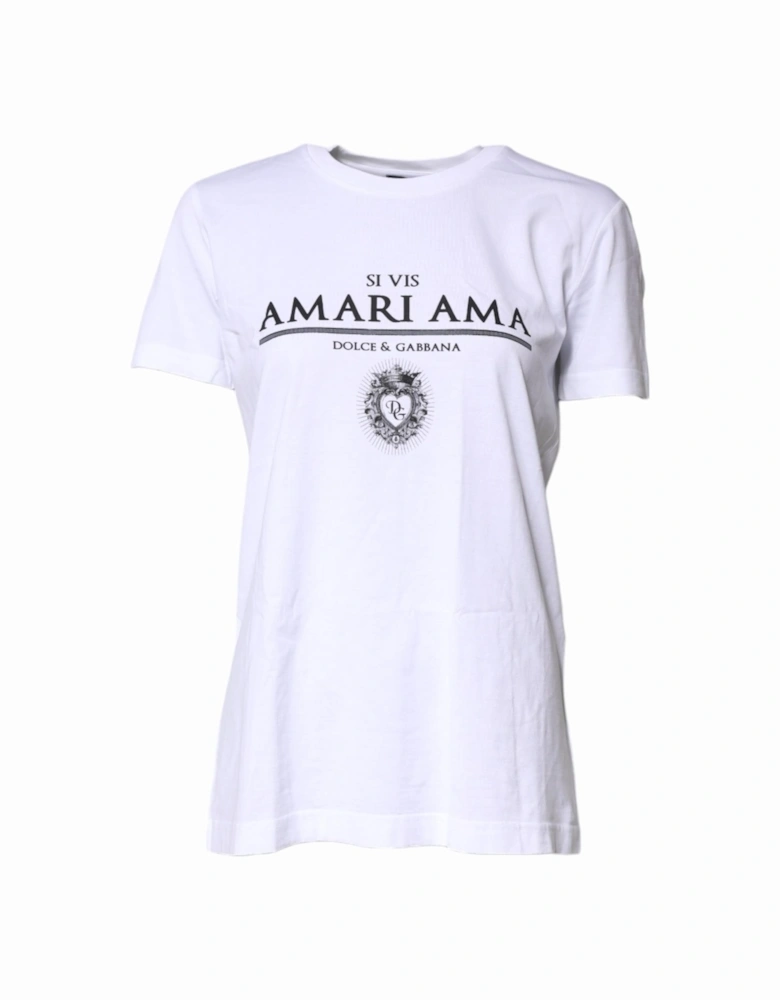 Sacred Heart Print Cotton Pullover T-Shirt Women - White