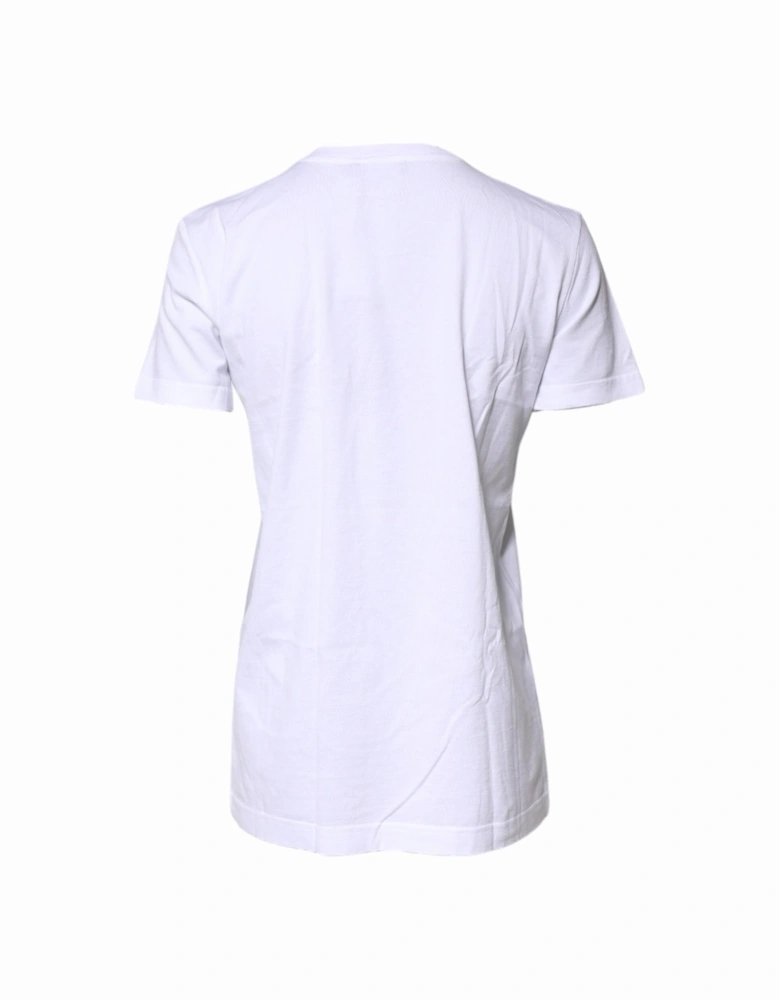 Sacred Heart Print Cotton Pullover T-Shirt Women - White