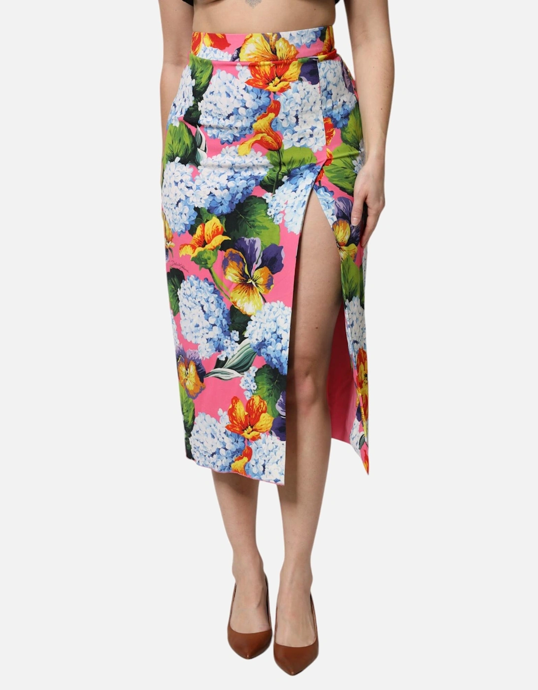 Floral Print Pencil Skirt with Side Slit Women - Multicolor, 6 of 5