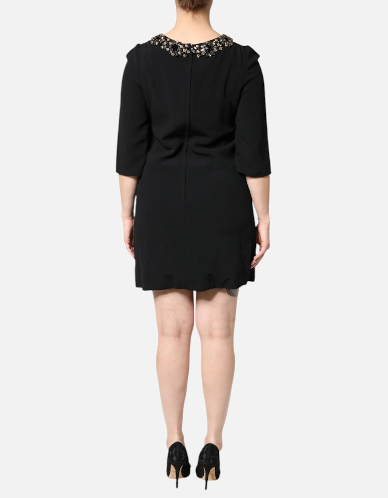 Crystal Embellished A-Line Shift Mini Dress Women - Black Dresses